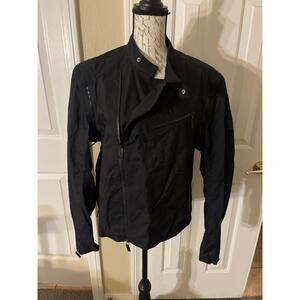 Burberry Sport Men’s Black Moto Jacket – Size M, Asymmetrical Zip, Lightweight D